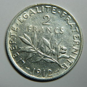 2 Francs Semeuse 1912 TTB Argent 835°/°° EB90404