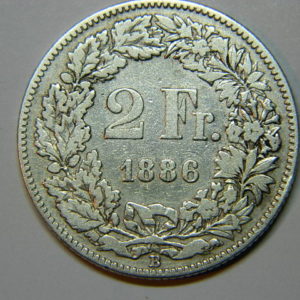 2 Francs Suisse 1886B TTB Argent 835 °/°°  EB90216