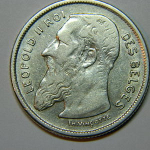 2 Francs Léopold II 1904 TTB +Kdo Belgique Argent 835 °/°°  EB90211