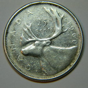 25 Cents Elisabeth II 1960 TTB Canada Argent EB90066