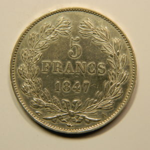 5 Francs Louis-Philippe Ier Type »I » 1847A SUP EB90172