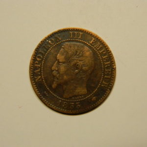 2 Centimes Napoléon III tête nue 1855A Chien TTB  EB90626