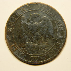 5 Centimes Napoléon III tête nue 1855K Ancre TB EB90654