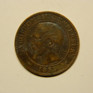2 Centimes Napoléon III tête nue 1855A Chien TTB+  EB90655
