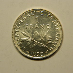 1 Franc Semeuse 1920 FDC  Argent   835°/°° EB90754