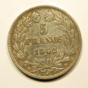 5 Francs Louis-Philippe Ier Tête Laurée 1842BB TTB EB90796