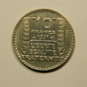 10 Francs Turin 1931 SUP- Argent 680°/°°  EB90805