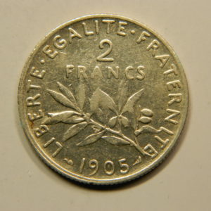 2 Francs Semeuse 1905 TTB Argent 835°/°° EB90806