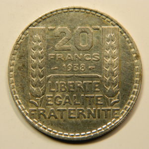20 Francs Turin 1938 SUP Argent 680°/°°  EB90831