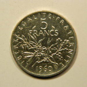5 Francs Semeuse 1960 FDC Argent 835°/°° EB90949