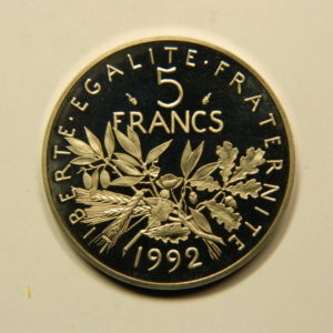 5 Francs Semeuse série BE 1992BE FDC EB90956