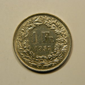 1 Franc Suisse 1957B SUP Argent 835 °/°°  EB90995