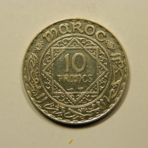 10 Francs 1347H-1928 SUP Mohamed V Argent 680°/°° MAROC EB91036