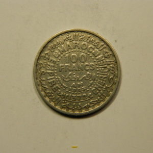 100 Francs 1372H-1953 SUP  Argent 720°/°° MAROC EB91039