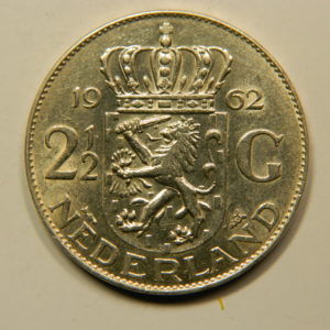 2 1/2 Gulden Juliana 1962 SUP++ Pays Bas Argent 720 °/°° EB91043
