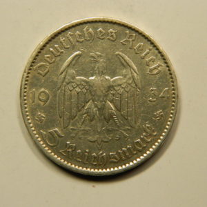 5 Reichsmark 1934A TTB+ Allemagne Argent 900 °/°°  EB91044