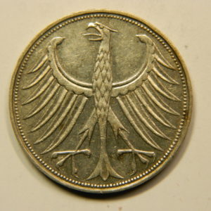 5 Deutsch mark 1951 D TTB Allemagne Argent 625 °/°°  EB91049