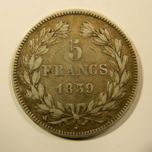 5 Francs Louis-Philippe Ier 1839B TTB  EB90170