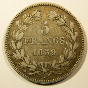 5 Francs Louis-Philippe Ier 1838B TTB+  EB90174