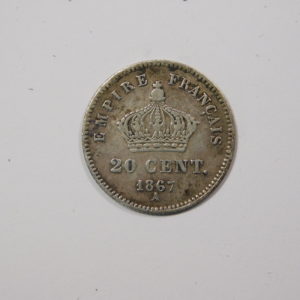 20 Centimes Napoléon III Tête laurée 1867 A TTB Argent 835°/°° EB91137
