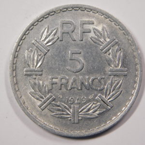 5 Francs Lavrillier 1949 9 Fermé SUP EB91152