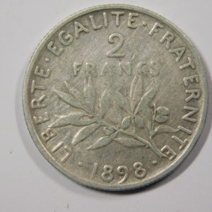 2 Francs Semeuse 1898 TTB- Argent 835°/°° EB91175