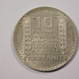 10 Francs Turin 1939 TTB+ Argent 680°/°°  EB91187