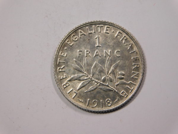 1 Franc Semeuse 1918 SUP Argent   835°/°° EB91221