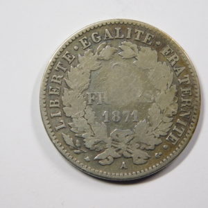 2 Francs Cérès 1871A petit A TB Argent 835°/°° EB91238