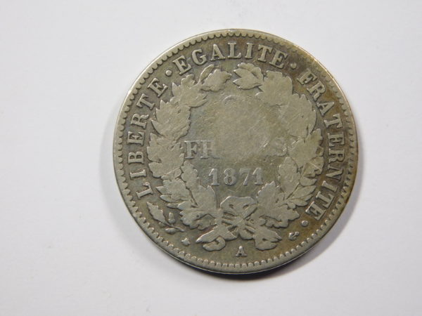 2 Francs Cérès 1871A petit A TB Argent 835°/°° EB91238 – Image 2