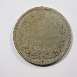 2 Francs Cérès 1870 K étoile TB Argent 835°/°° EB91239