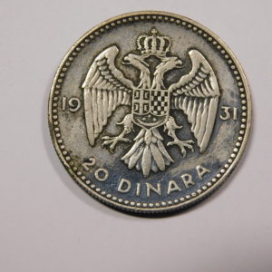 20 Dinar 1931 Alexandre I TTB+ Yougoslavie Argent EB91262
