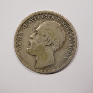 1 Krona Oscar II 1876 TB SUEDE Argent EB91276