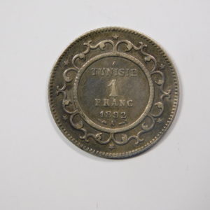 1 Franc 1892A TUNISIE Protectorat Fr TTB+ RARE Argent EB91280