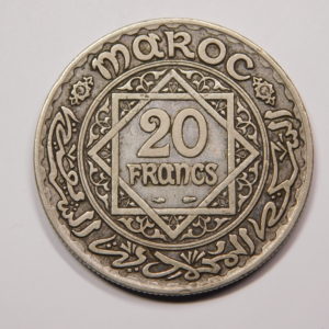 20 Francs 1347H-1928 TTB Mohamed V Argent  MAROC EB91305