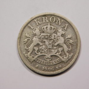 1 Krona Oscar II 1906 TB SUEDE Argent EB91324