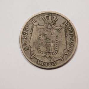 1 Lira Règne d’Italie de NAPOLEON I 1814M TB Italie Argent EB91329