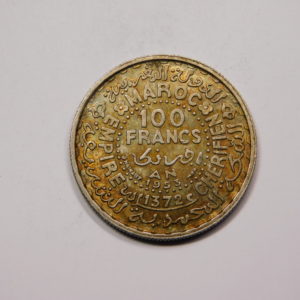 100 Francs 1372H-1953 TTB Argent MAROC EB91337