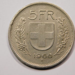 5 Francs Suisse 1968B TTB+ Argent EB91360
