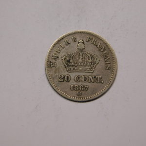 20 Centimes Napoléon III Tête laurée 1867BB TB+ Argent  EB91370