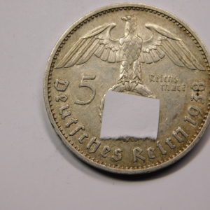 5 Reichsmark Paul Von Hindenburg 1938F SUP Allemagne Argent EB91371