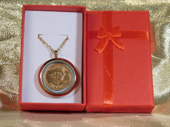 MEDAILLON Pendentif Pièce de monnaie véritable Ø 30mm Acier Doré EBB20040 – Image 3