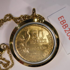 MEDAILLON Pendentif Pièce de monnaie véritable Ø 35mm   Acier Doré EBB20001