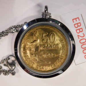 MEDAILLON Pendentif Pièce de monnaie véritable Ø 35mm   Acier Argenté EBB20006