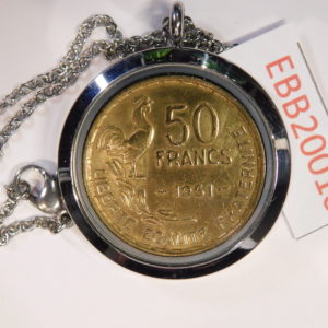 MEDAILLON Pendentif Pièce de monnaie véritable Ø 35mm   Acier Argenté EBB20010