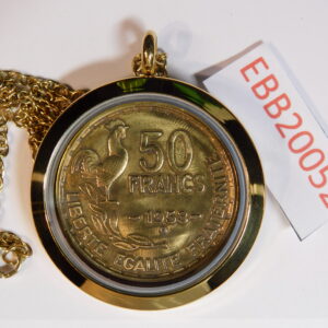 MEDAILLON Pendentif Pièce de monnaie véritable Ø 35mm   Acier Doré EBB20052