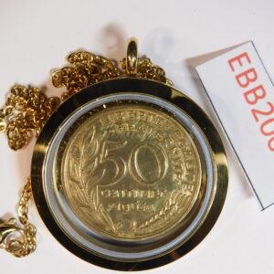 MEDAILLON Pendentif Pièce de monnaie véritable Ø 35mm   Acier Doré EBB20054