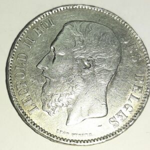 5 Francs Léopold II 1870 TTB Argent 900°/oo Belgique EB91383