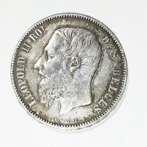 5 Francs Léopold II 1873 TTB Argent 900°/oo Belgique EB91384