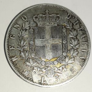 5 Lire Vittorio Emanuele II 1875M TB ITALIE Argent 900 °/°° EB91390